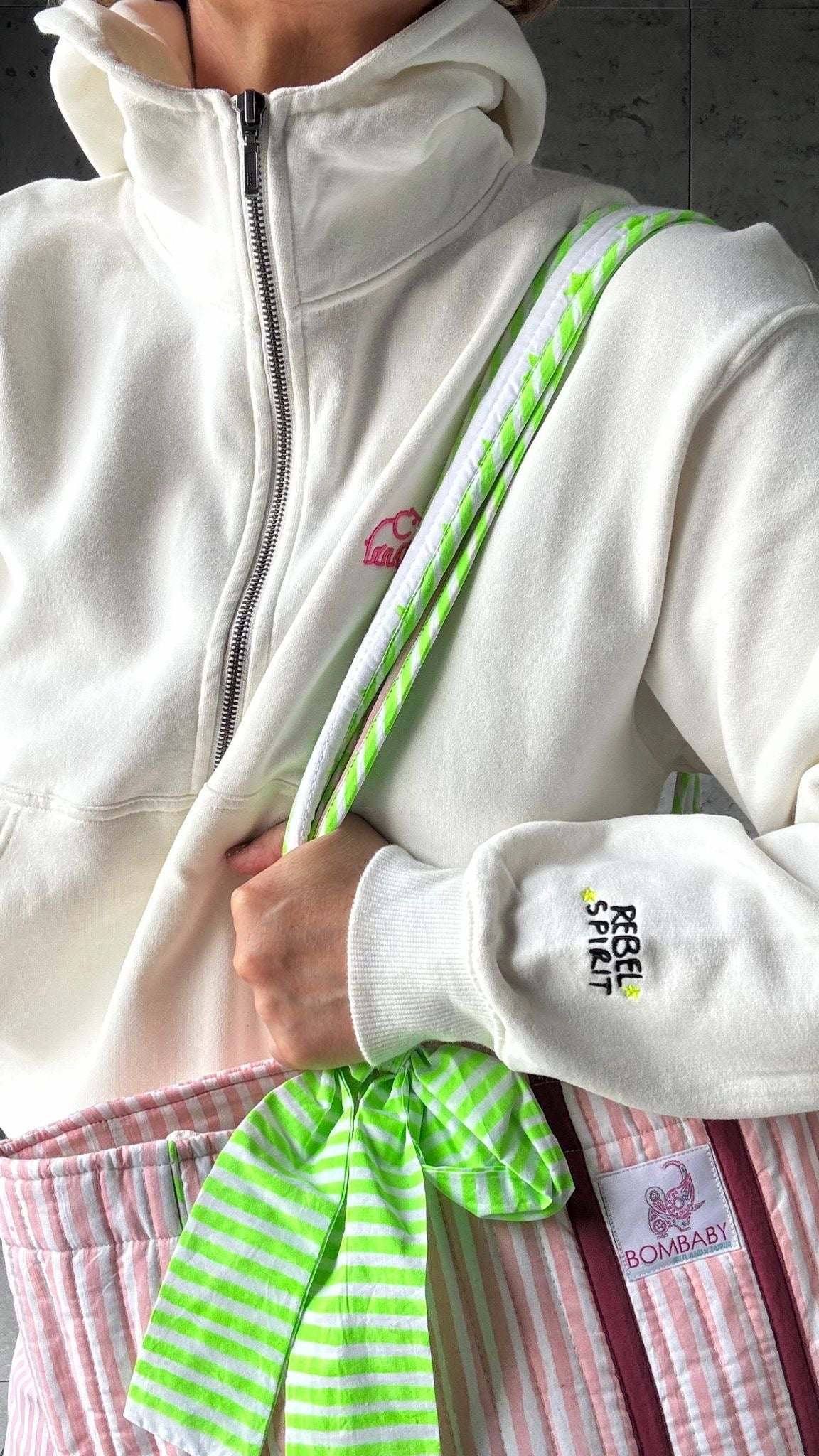 The Rebel Hoodie | Sueded Off - White - Bombaby