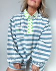 Twill Rugby Blouse | Mykonos Blue