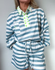 Twill Rugby Blouse | Mykonos Blue