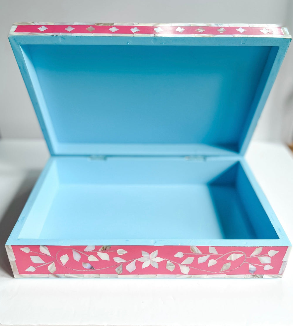 Barbie Pink | Large Mother of Pearl Jewellery Box - Bombaby