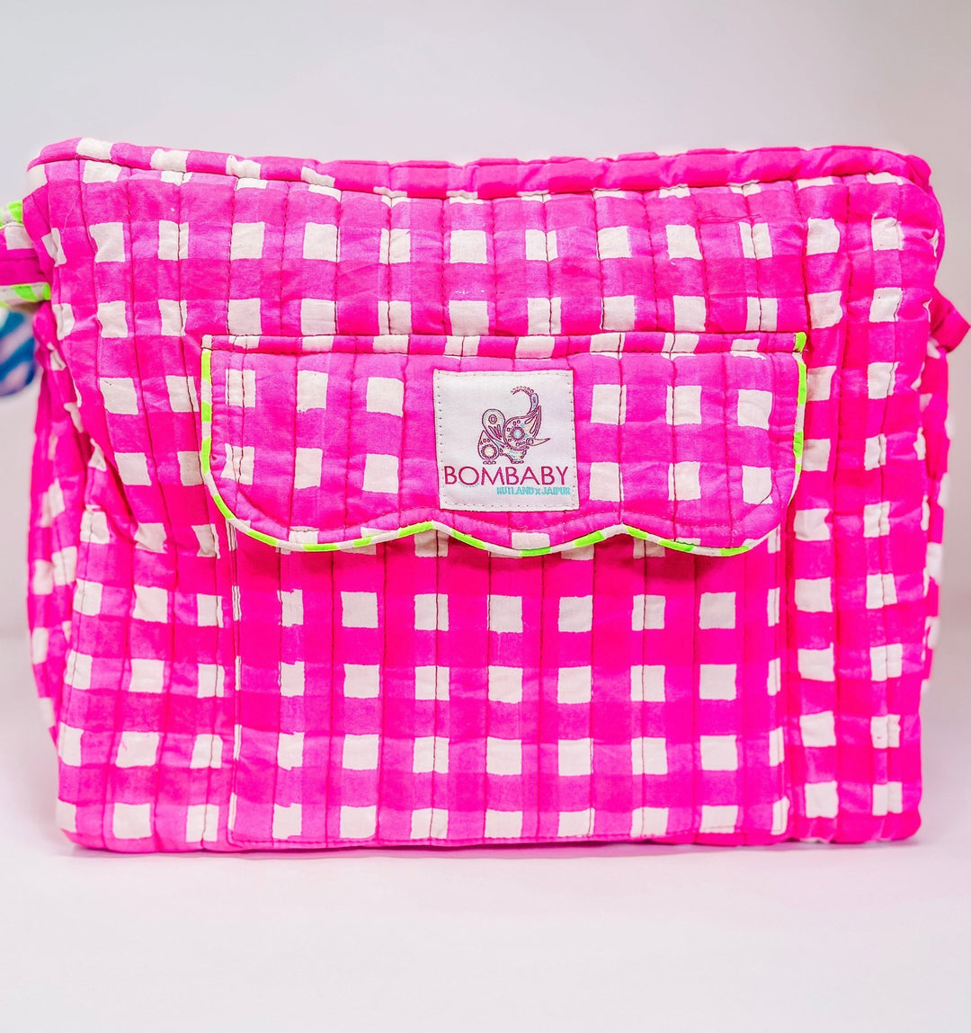 Bestie Bag | Neon Pink Check - Bombaby