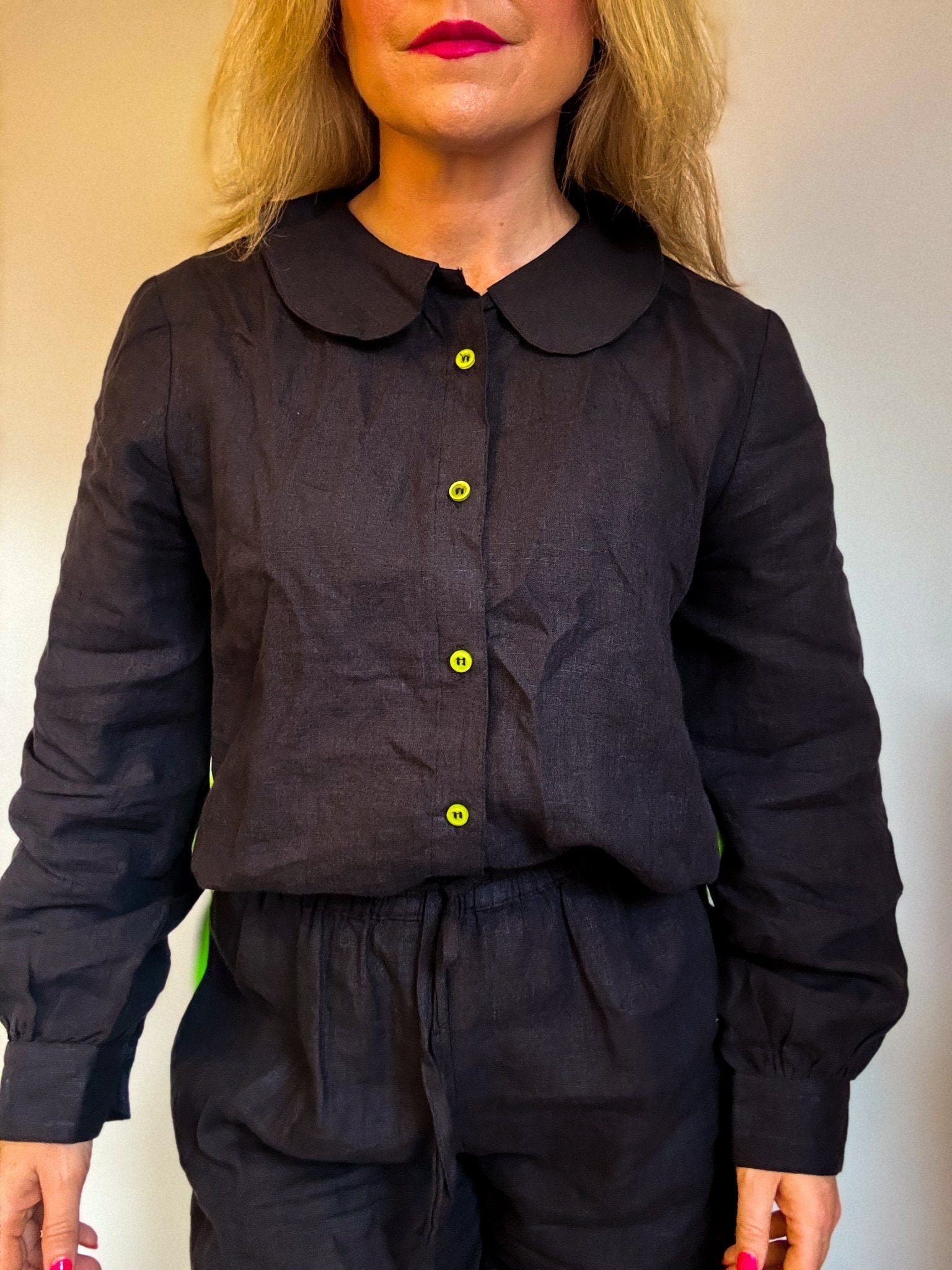 Black Disco Blouse | Organic Linen - Bombaby