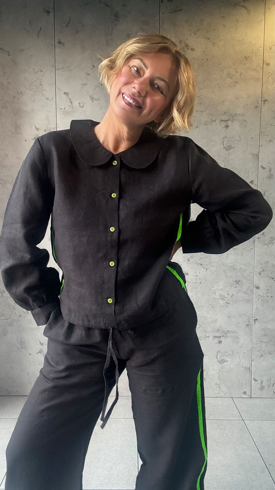 Black Disco Blouse | Organic Linen - Bombaby