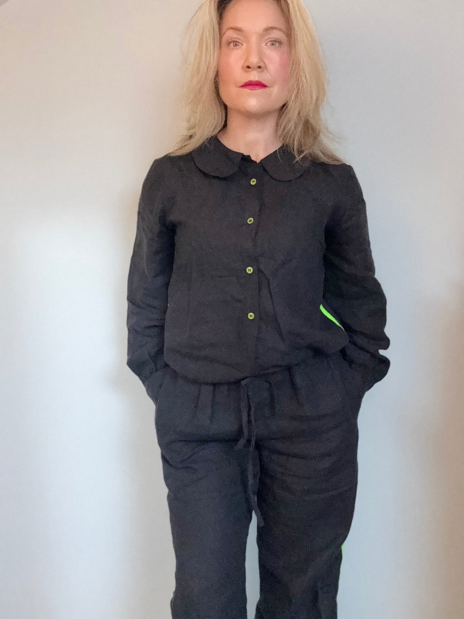 Black Disco Blouse | Organic Linen - Bombaby