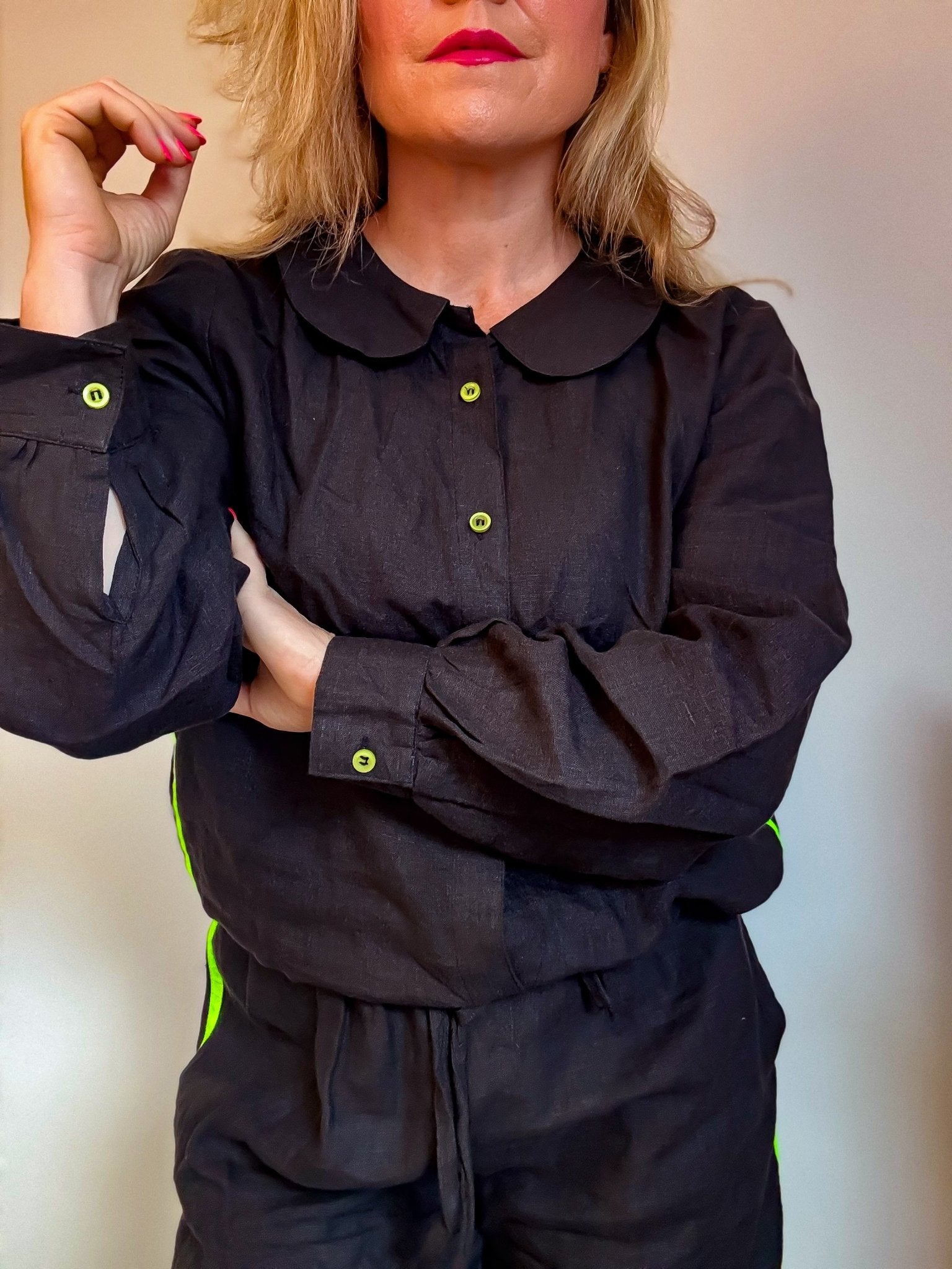 Black Disco Blouse | Organic Linen - Bombaby