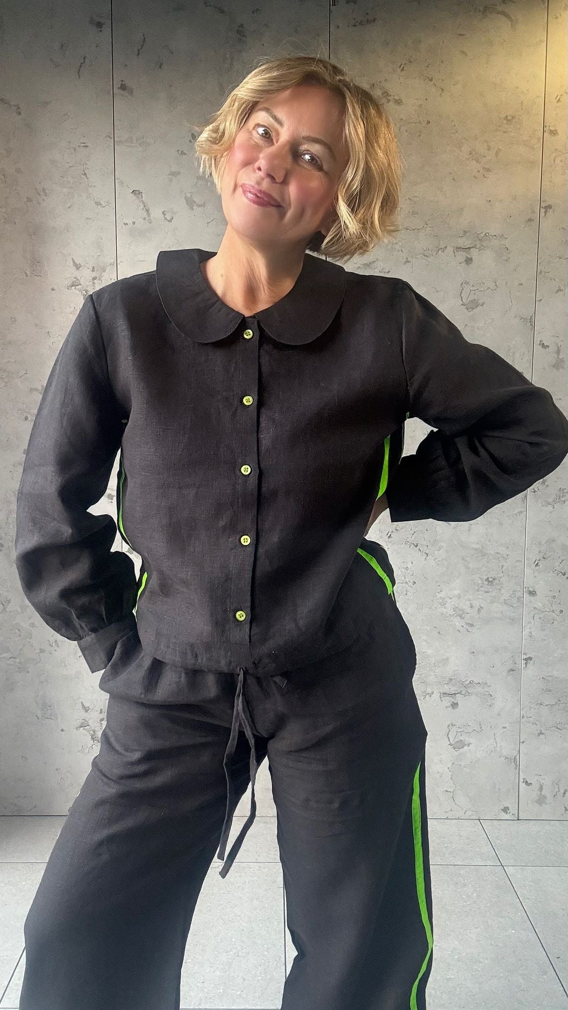 Black Disco Blouse | Organic Linen - Bombaby