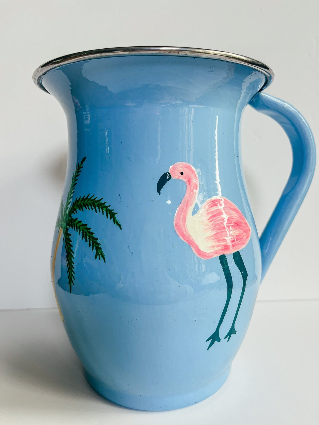 Blue Enamel Jug | Flamingo Palms - Bombaby