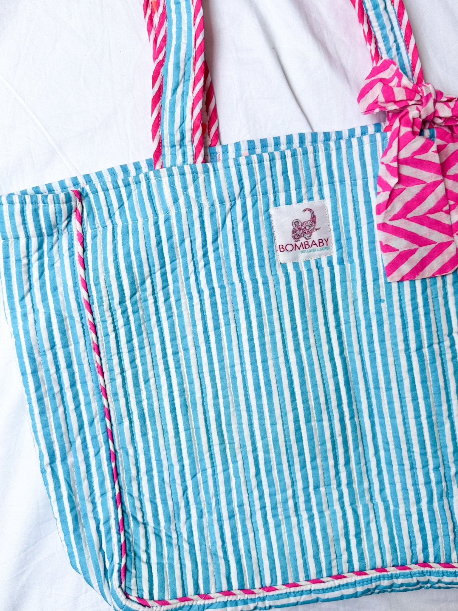 Blue Quilted Tote Bag SAMPLE - Bombaby