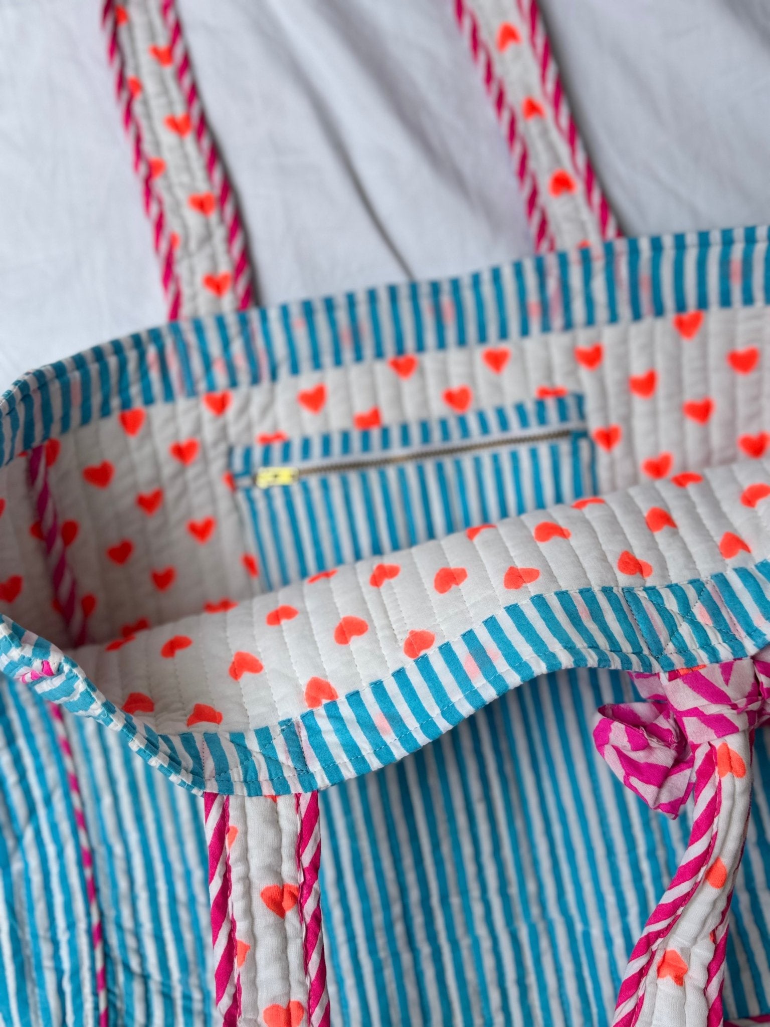 Blue Quilted Tote Bag SAMPLE - Bombaby