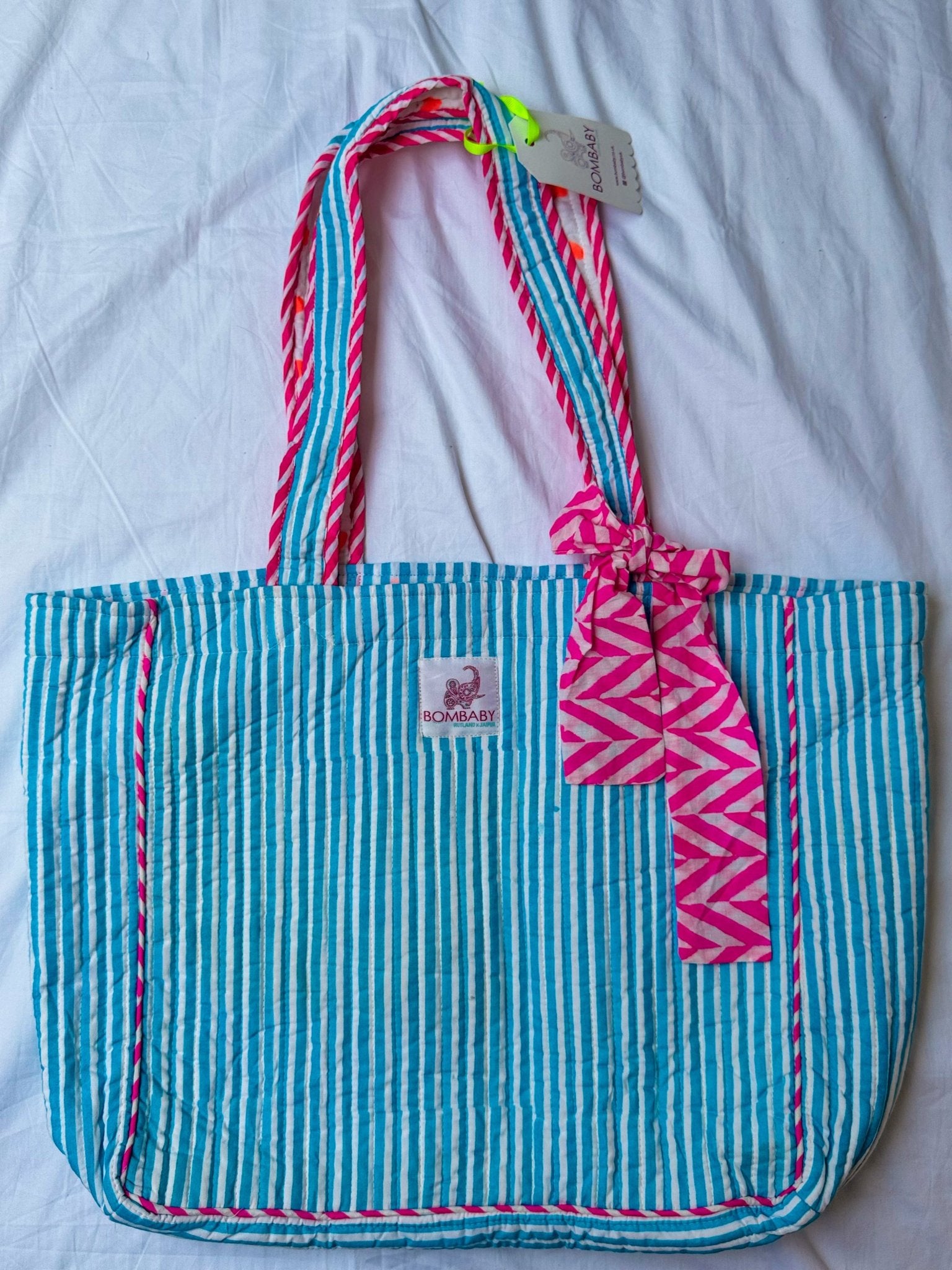 Blue Quilted Tote Bag SAMPLE - Bombaby