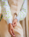 Cord Block Print Waistcoat | Pearl - Bombaby