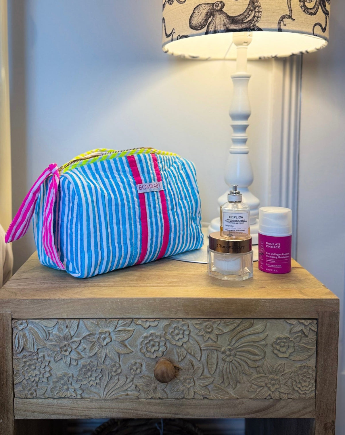 Customised Quilted Wash Bag | Malibu Pop - Bombaby