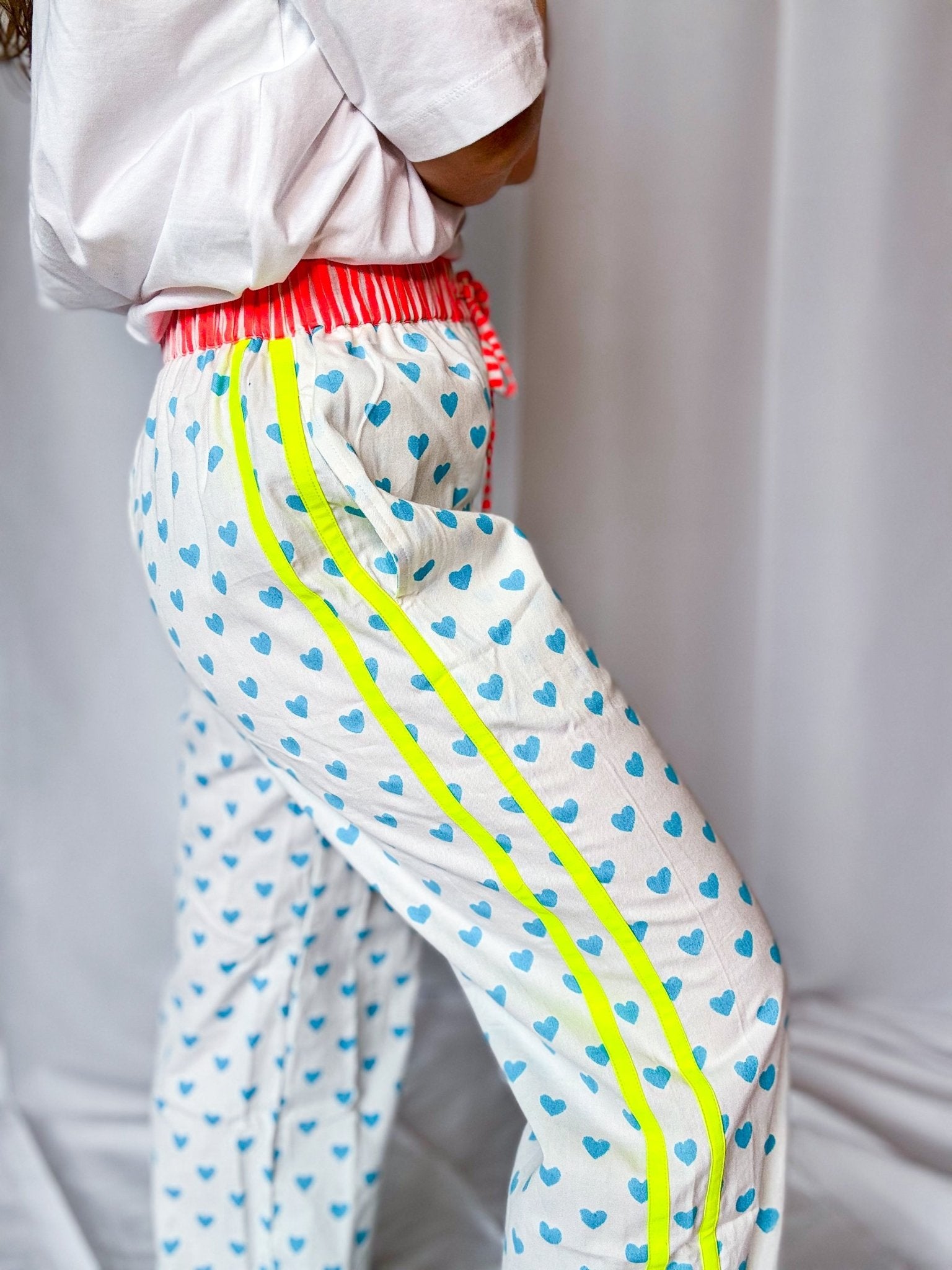 Customised Wide - Leg Pants | Malibu Blue Hearts - Bombaby