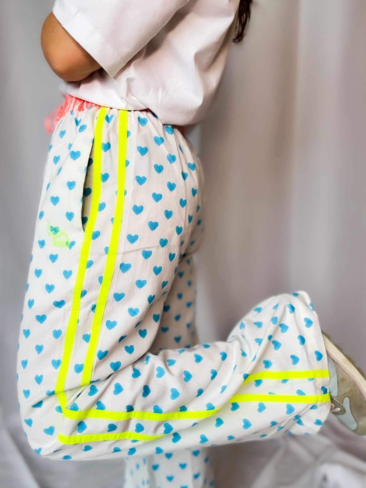 Customised Wide - Leg Pants | Malibu Blue Hearts - Bombaby