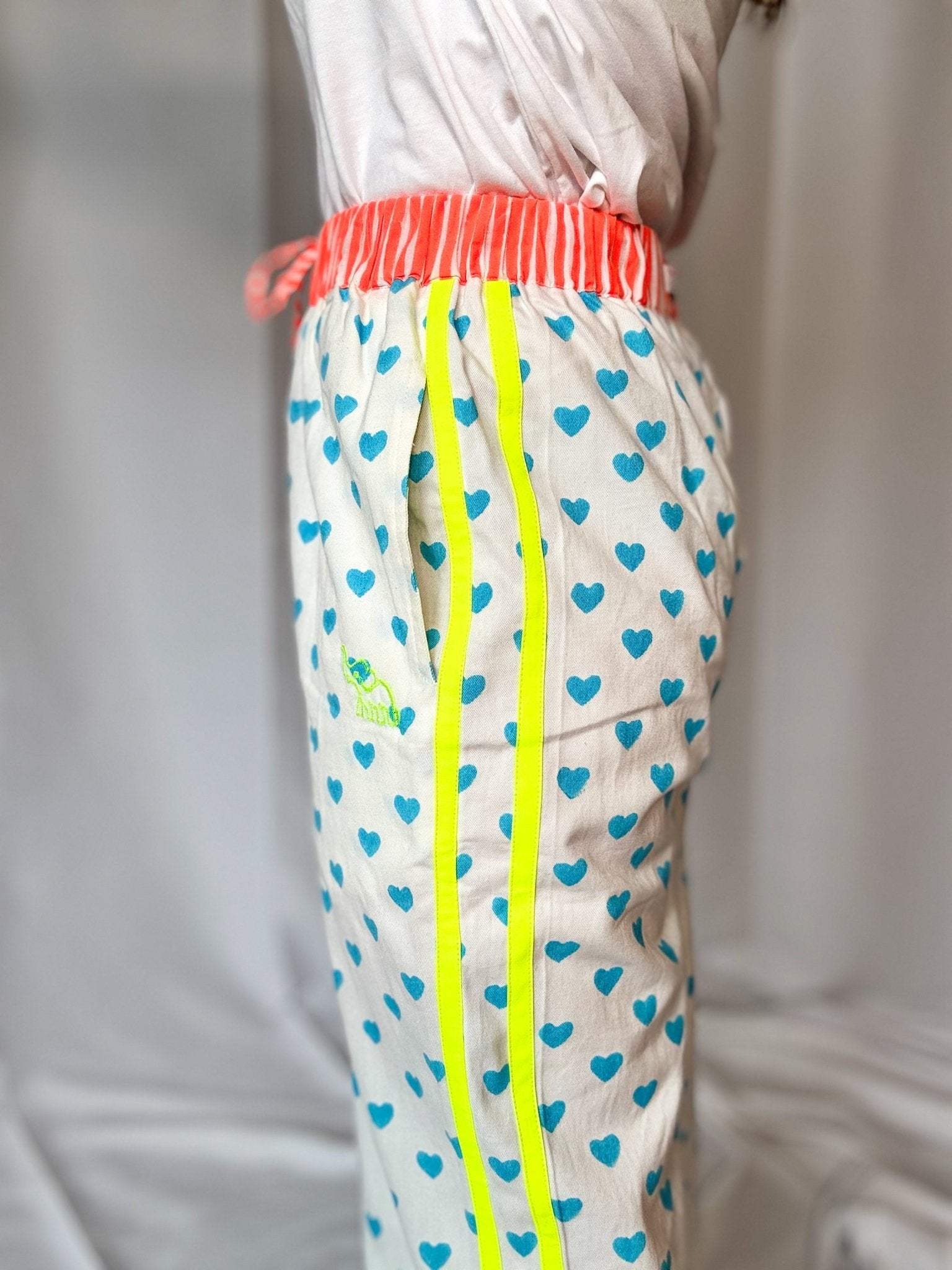 Customised Wide - Leg Pants | Malibu Blue Hearts - Bombaby