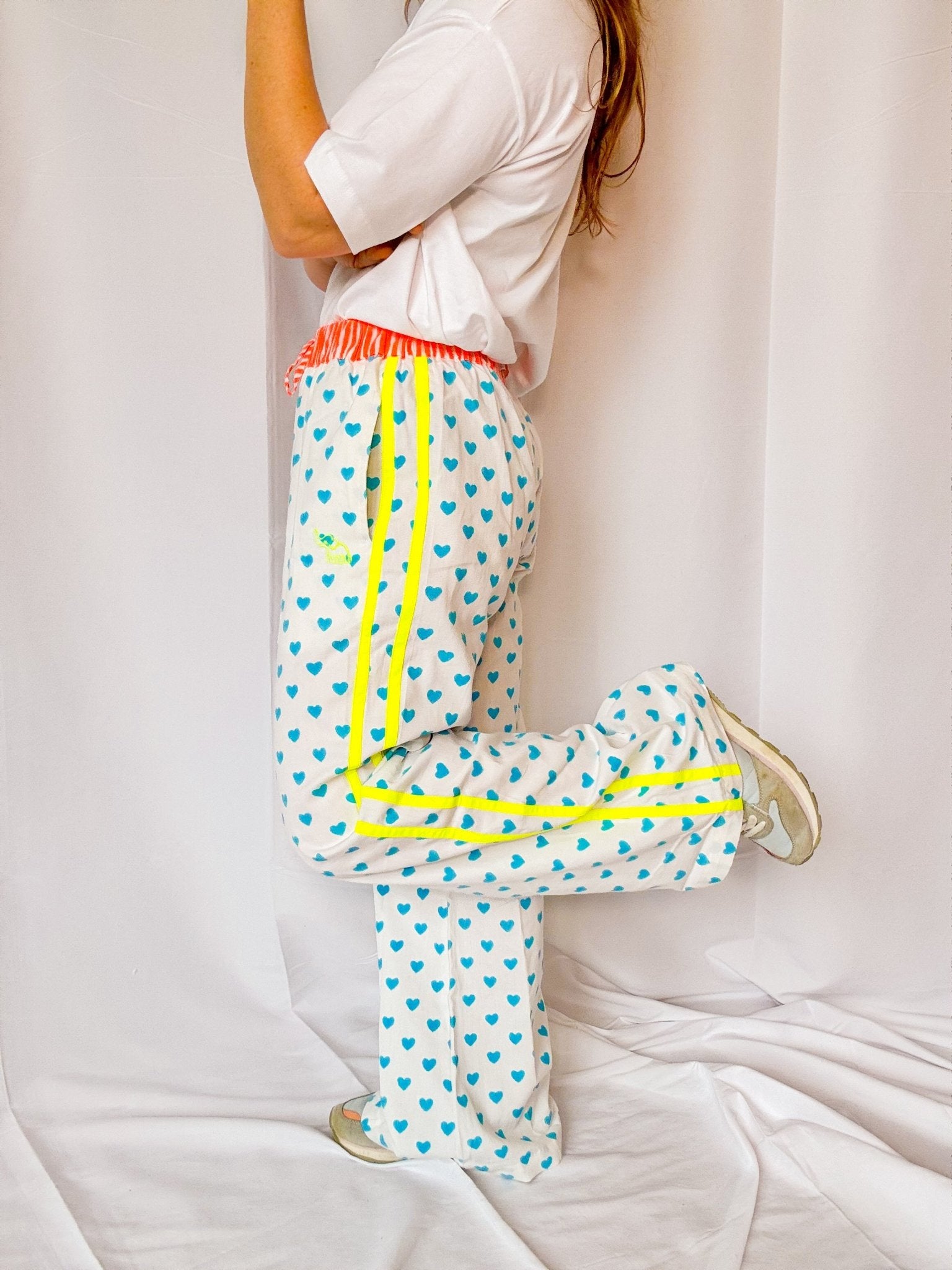 Customised Wide - Leg Pants | Malibu Blue Hearts - Bombaby