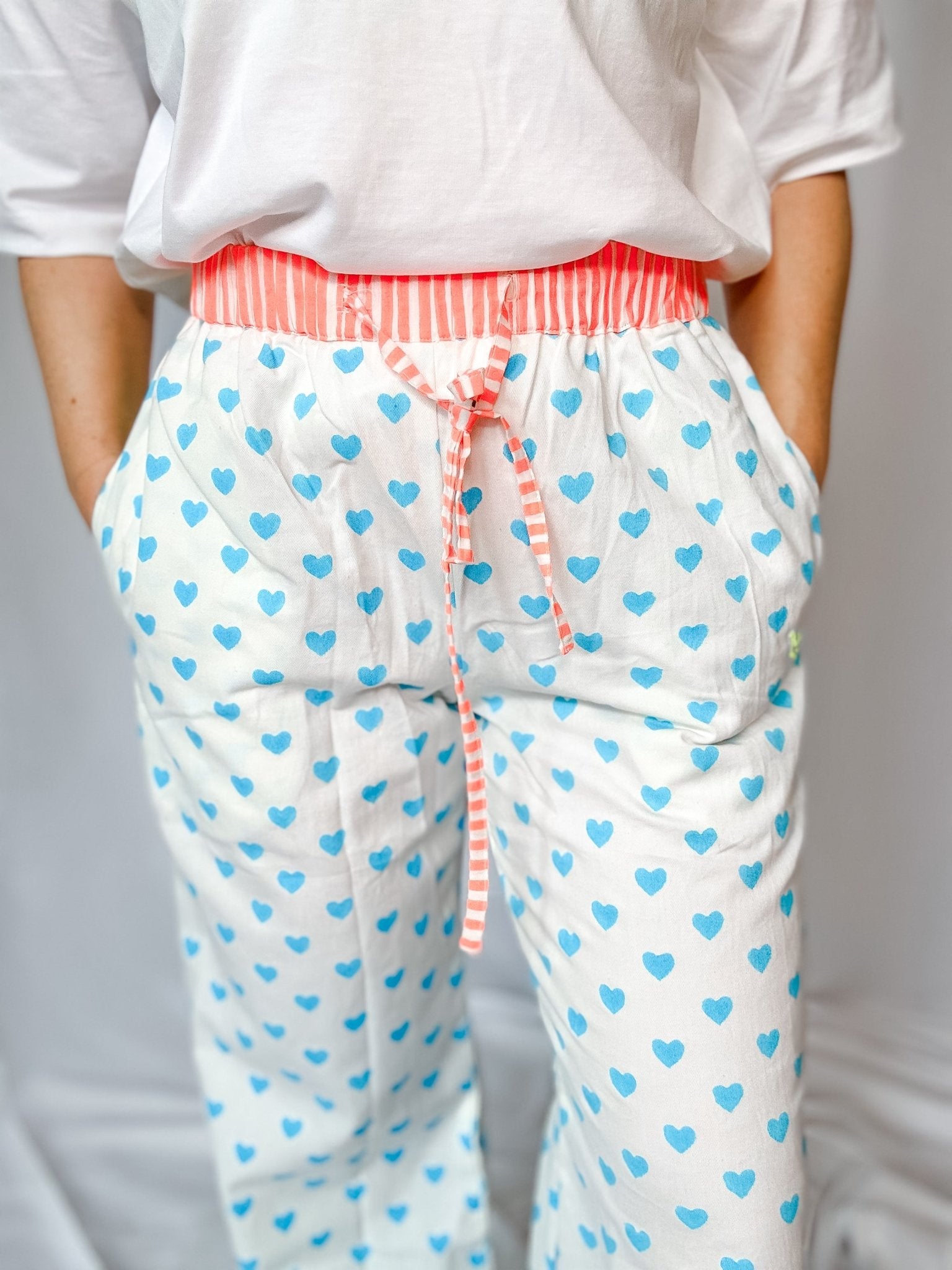 Customised Wide - Leg Pants | Malibu Blue Hearts - Bombaby