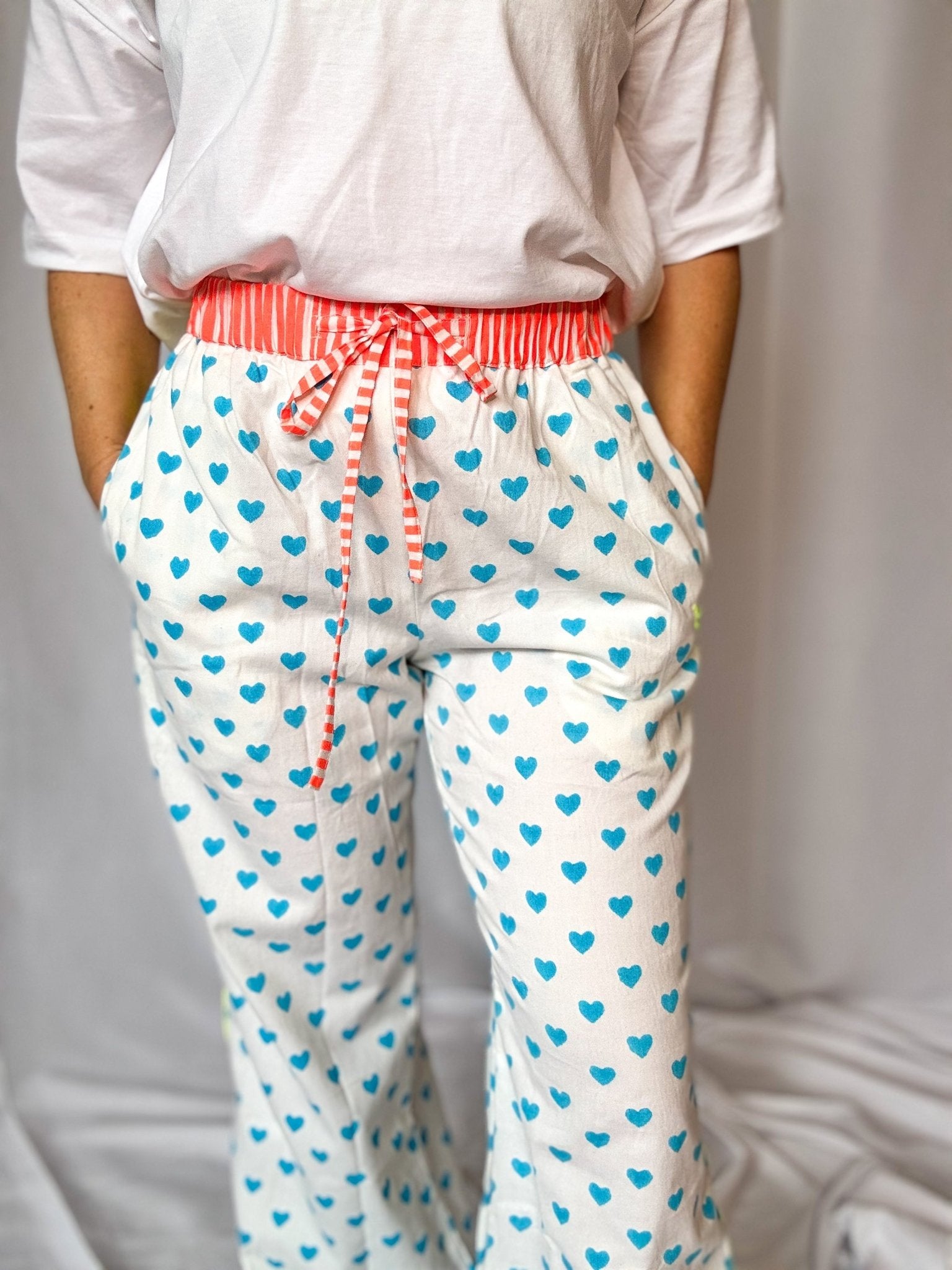 Customised Wide - Leg Pants | Malibu Blue Hearts - Bombaby