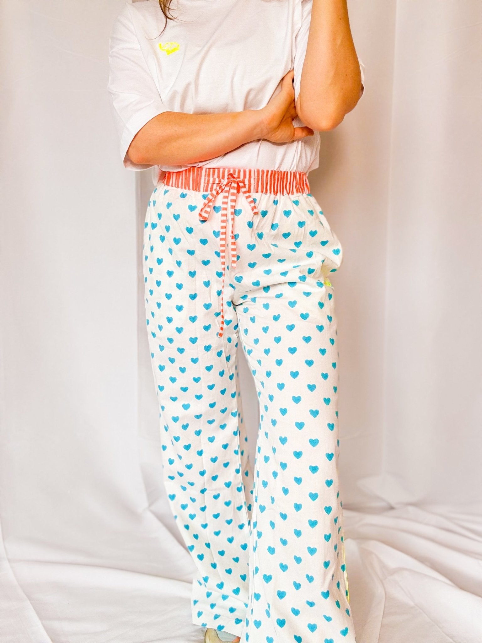 Customised Wide - Leg Pants | Malibu Blue Hearts - Bombaby