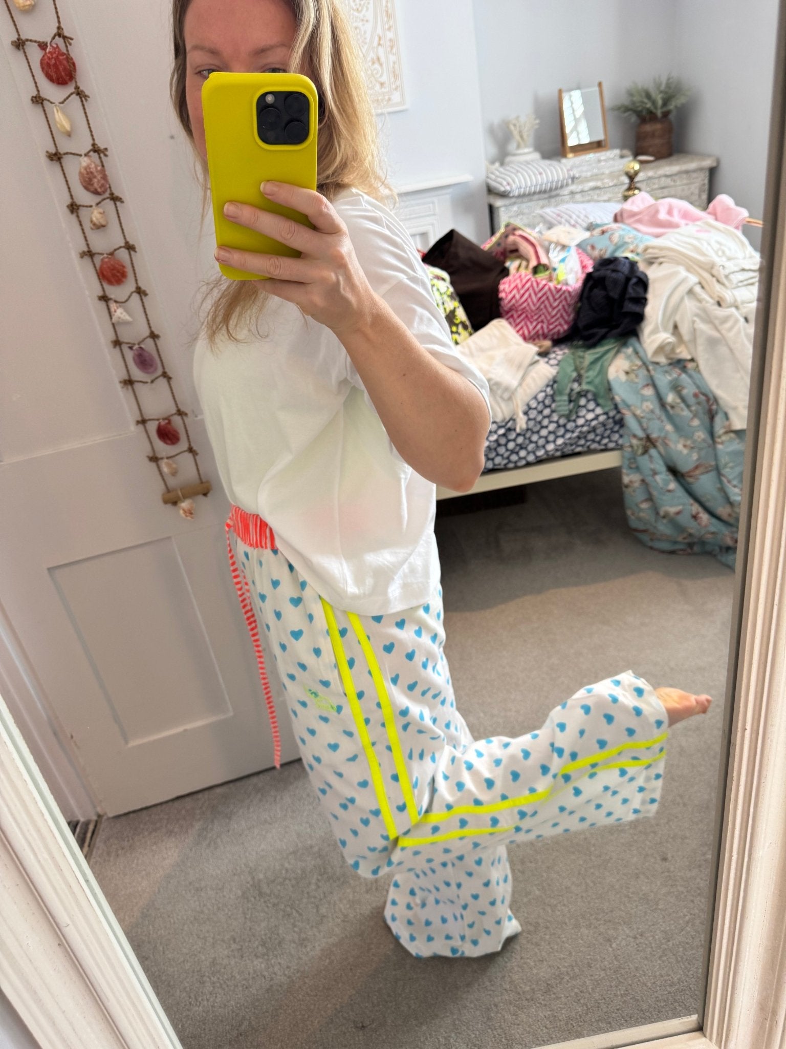 Customised Wide - Leg Pants | Malibu Blue Hearts - Bombaby