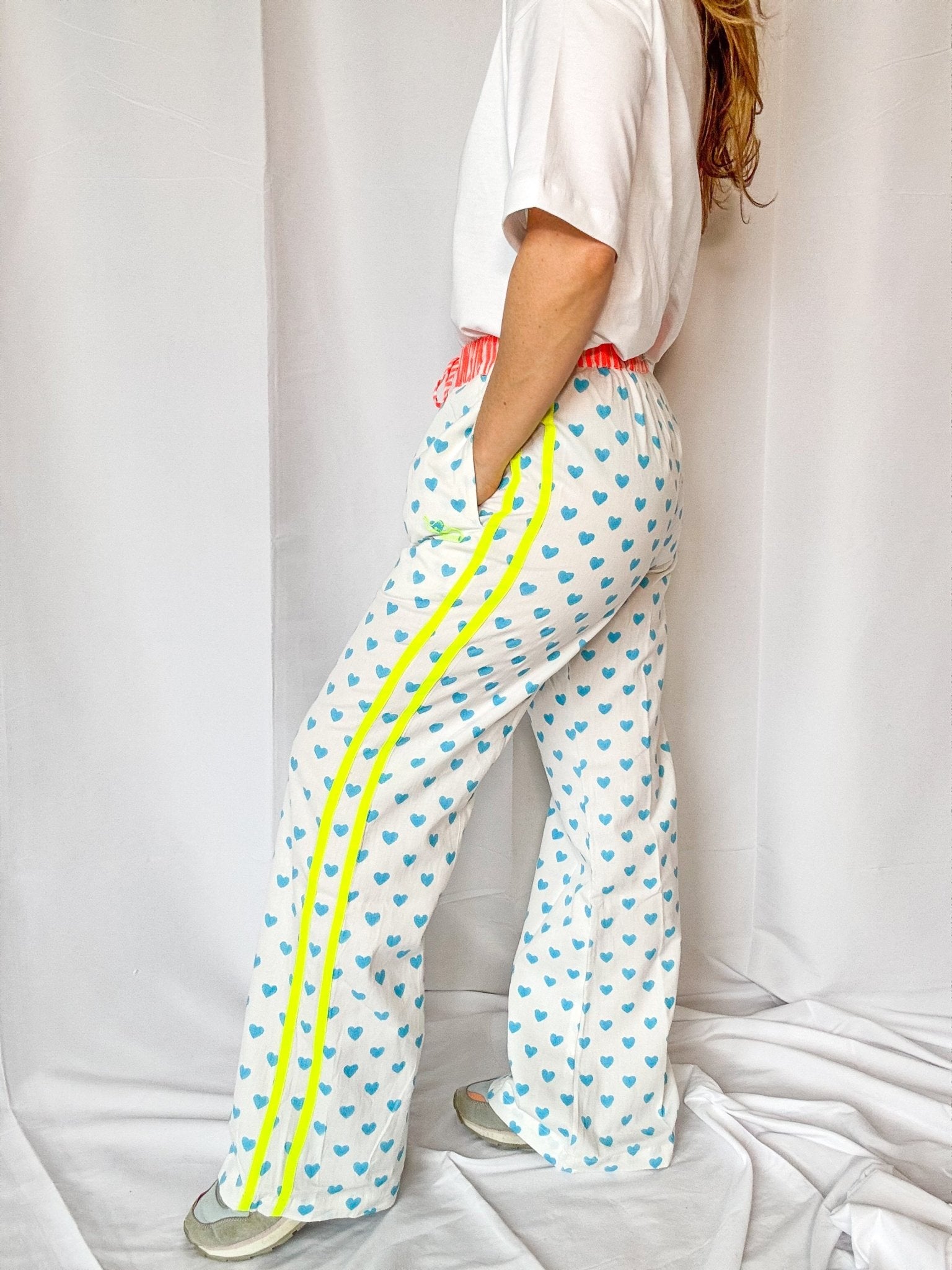Customised Wide - Leg Pants | Malibu Blue Hearts - Bombaby