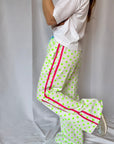 Customised Wide - Leg Pants | Neon Green Hearts - Bombaby
