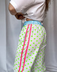 Customised Wide - Leg Pants | Neon Green Hearts - Bombaby