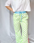 Customised Wide - Leg Pants | Neon Green Hearts - Bombaby