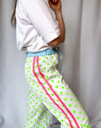 Customised Wide - Leg Pants | Neon Green Hearts - Bombaby