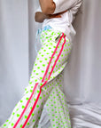 Customised Wide - Leg Pants | Neon Green Hearts - Bombaby