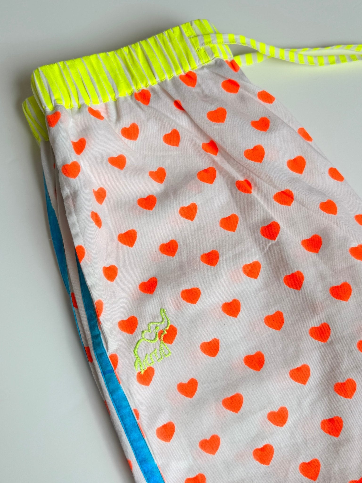 Customised Wide - Leg Pants | Neon Orange Hearts - Bombaby