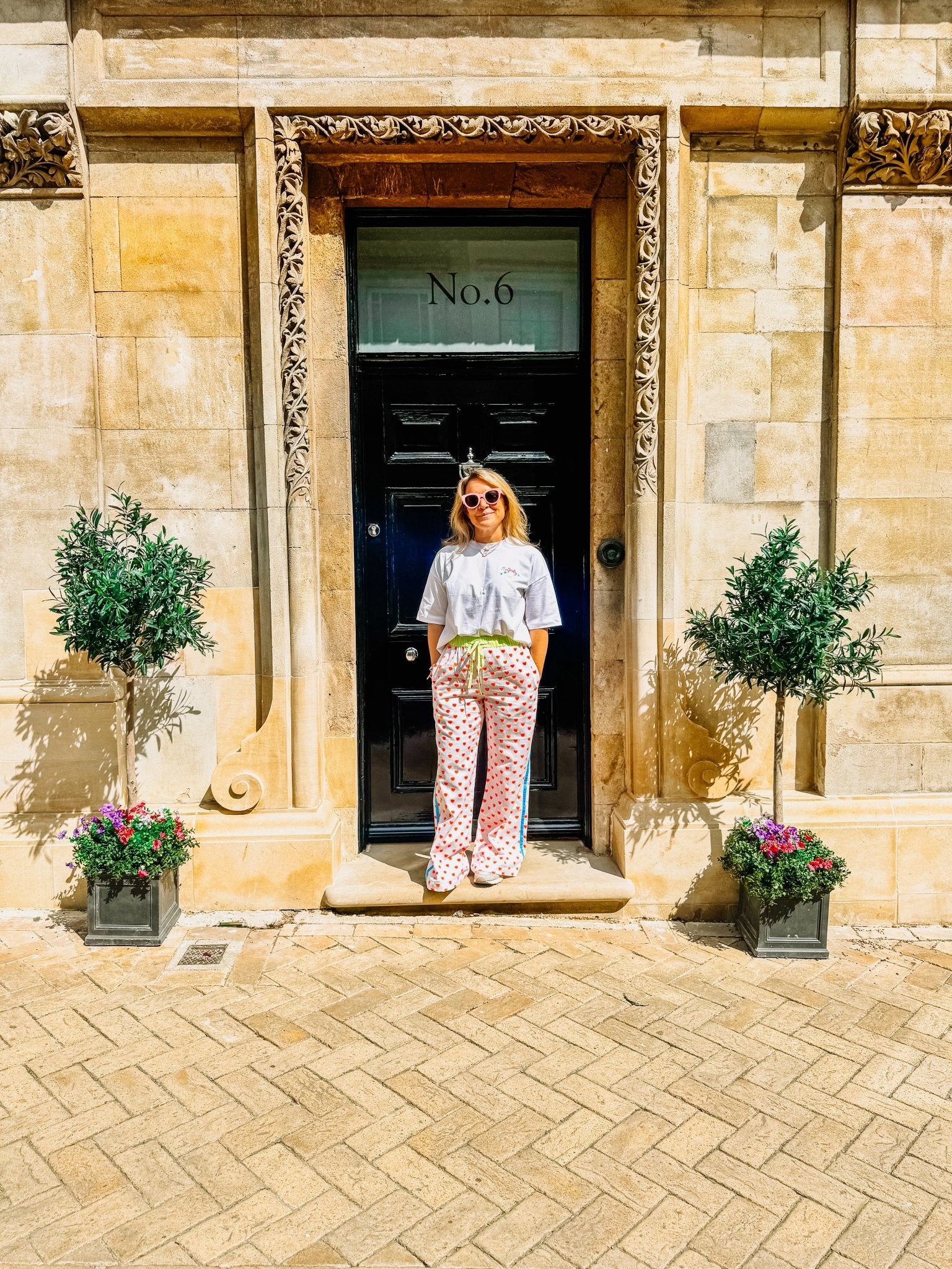 Customised Wide - Leg Pants | Neon Orange Hearts - Bombaby