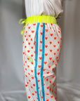 Customised Wide - Leg Pants | Neon Orange Hearts - Bombaby