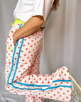 Customised Wide - Leg Pants | Neon Orange Hearts - Bombaby
