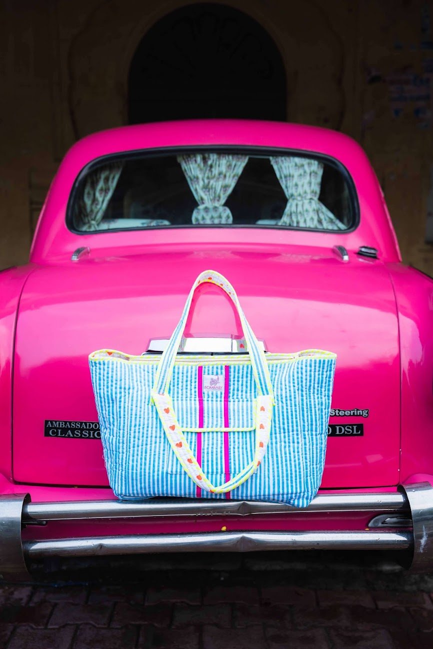 Customised Zipped Travel Tote | Malibu Blue - Bombaby