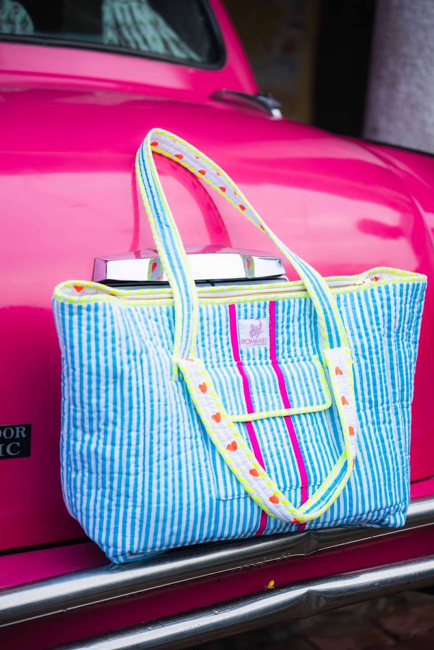 Customised Zipped Travel Tote | Malibu Blue - Bombaby