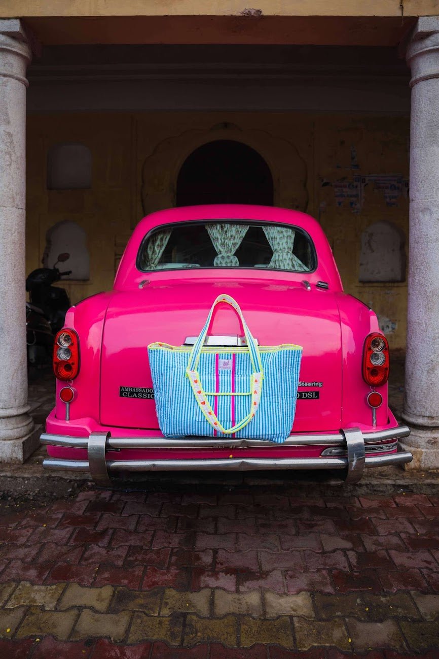 Customised Zipped Travel Tote | Malibu Blue - Bombaby