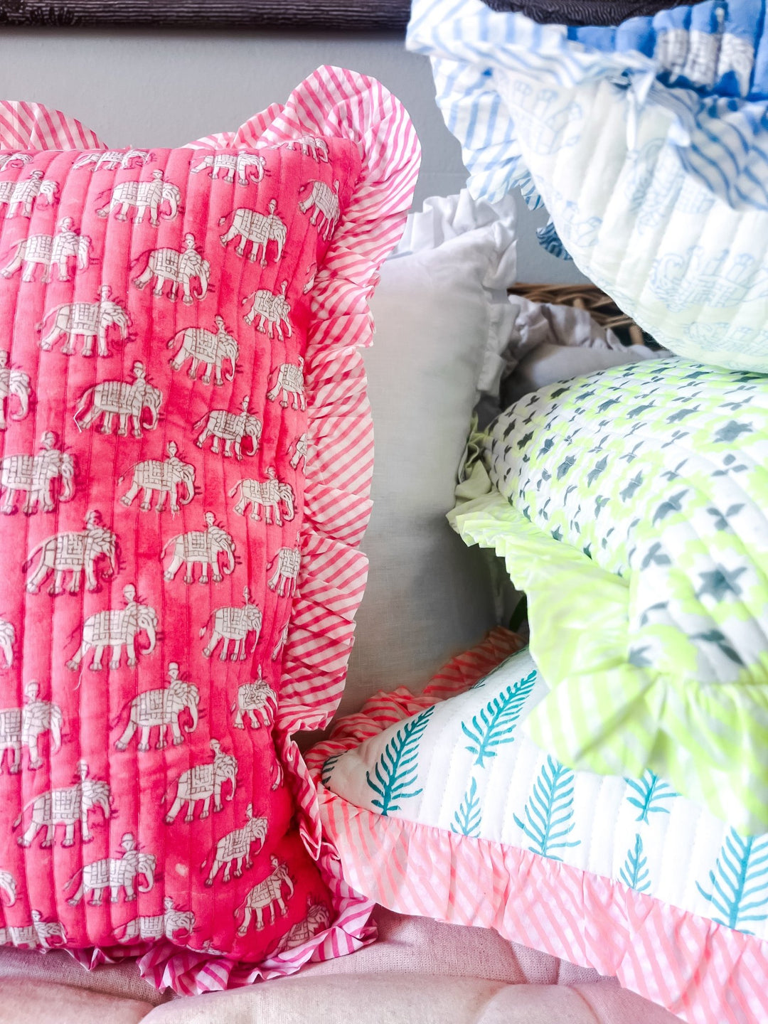 Estha in Neon | Quilted Cushion - Bombaby