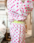 GOTS Organic Twill Pyjamas | Pink Hearts - Bombaby
