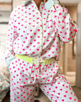 GOTS Organic Twill Pyjamas | Pink Hearts - Bombaby