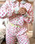 GOTS Organic Twill Pyjamas | Pink Hearts - Bombaby