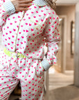 GOTS Organic Twill Pyjamas | Pink Hearts - Bombaby