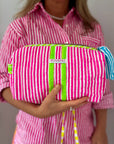 Handmade Block Print Quilted Wash Bag | Sugar Rush - Bombaby