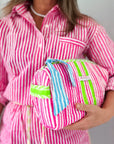 Handmade Block Print Quilted Wash Bag | Sugar Rush - Bombaby