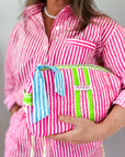 Handmade Block Print Quilted Wash Bag | Sugar Rush - Bombaby
