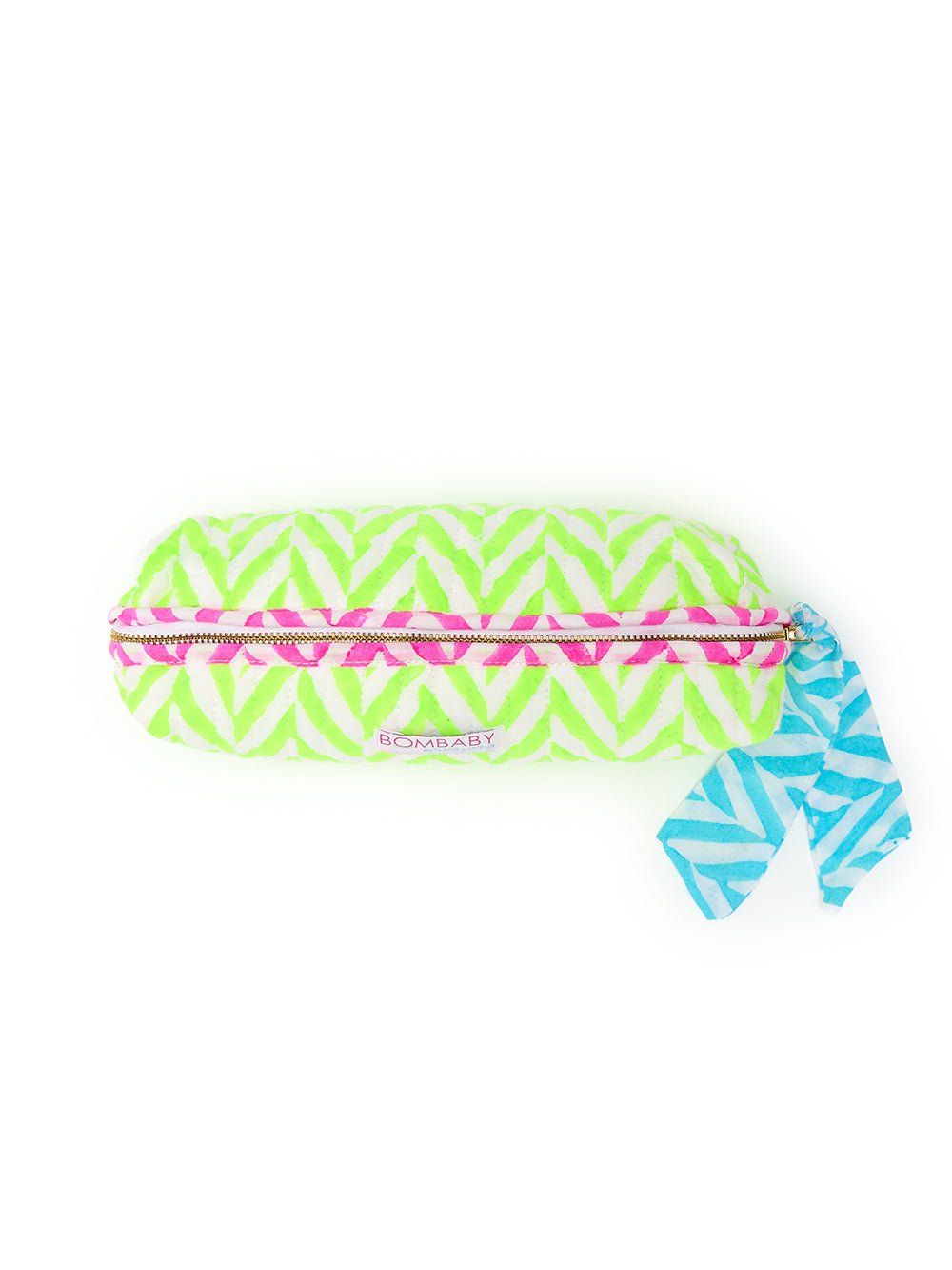 Handmade Quilted Pencil Case | Neon Green - Bombaby