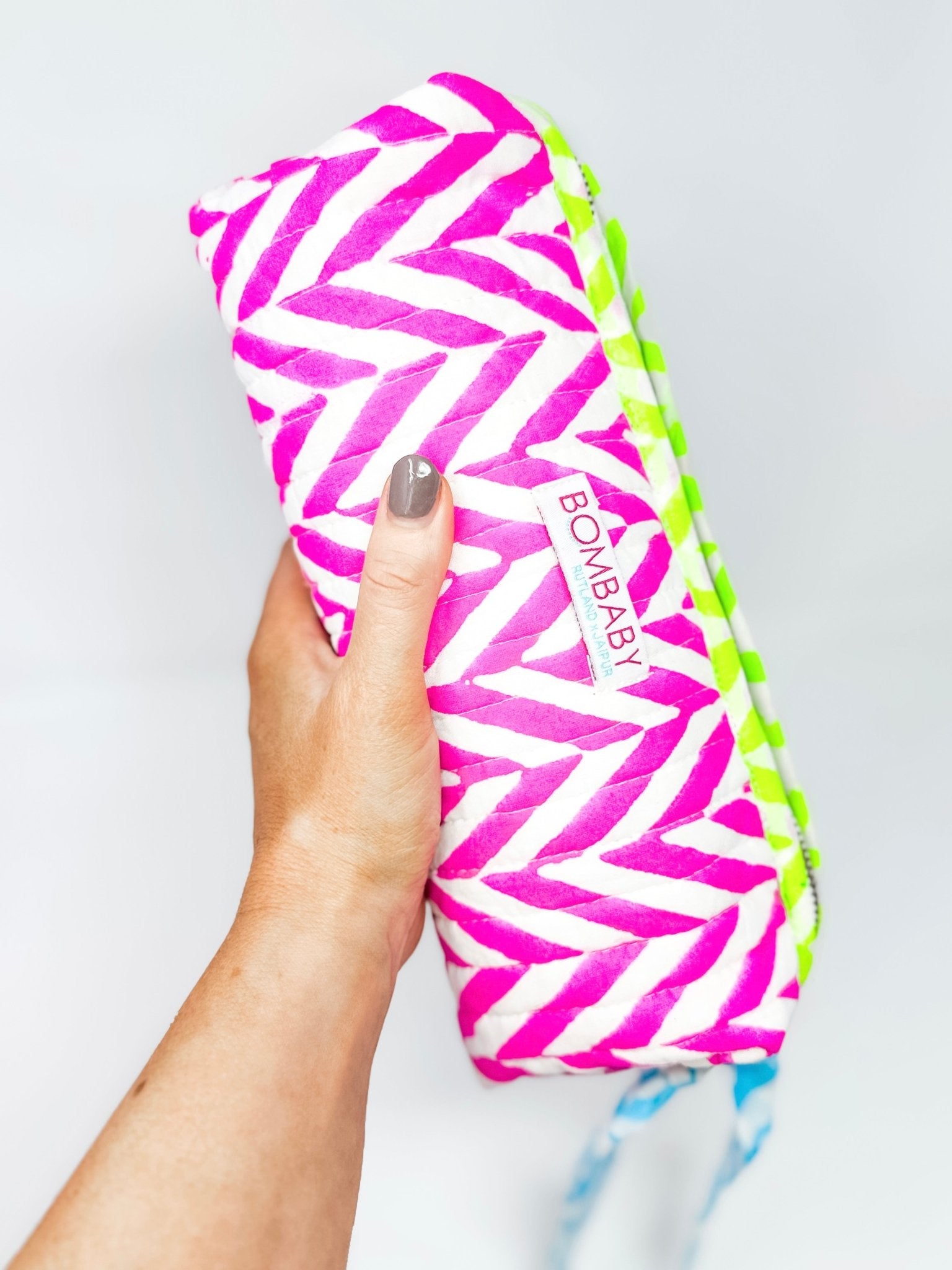 Handmade Quilted Pencil Case | Neon Pink - Bombaby