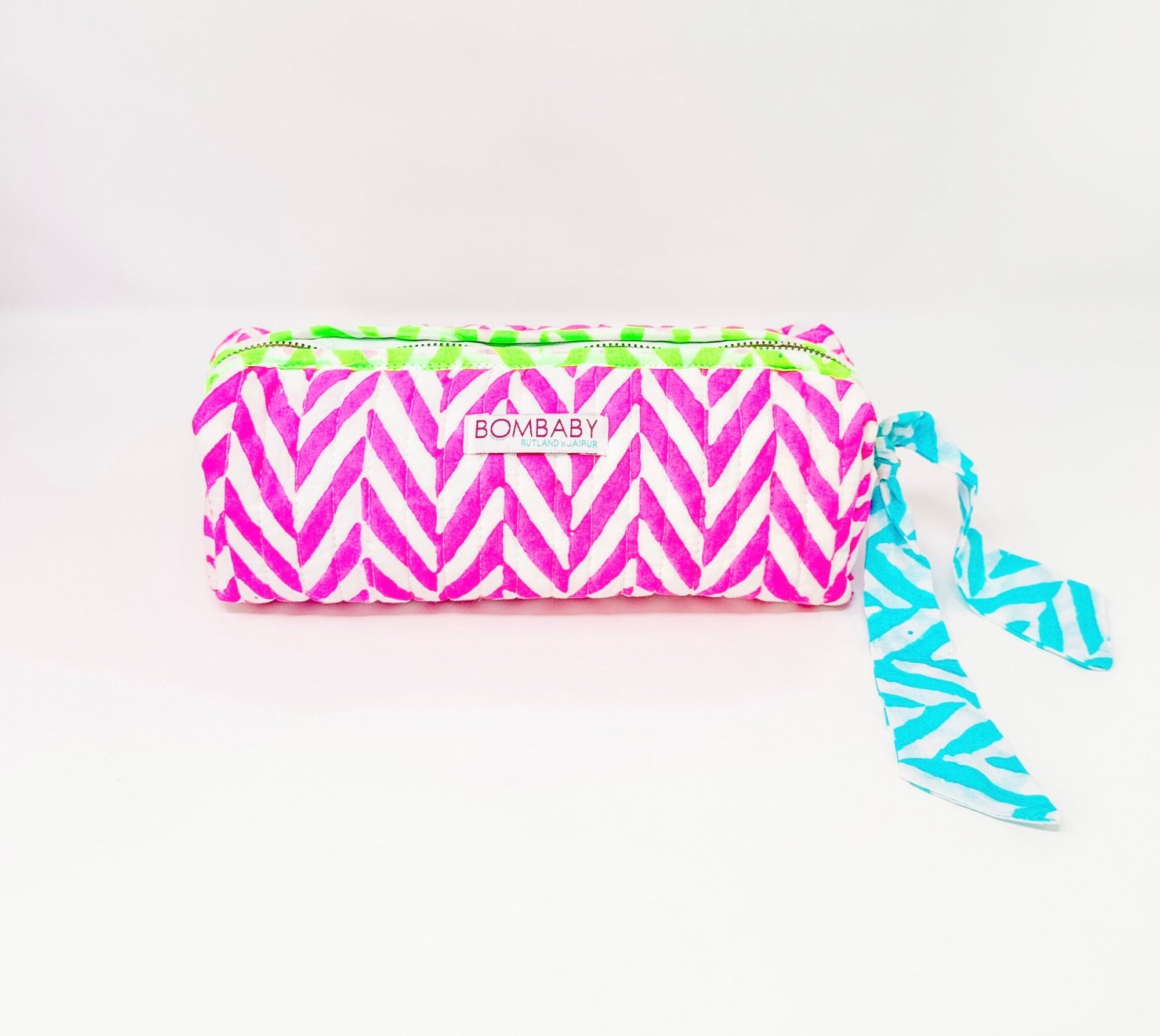 Handmade Quilted Pencil Case | Neon Pink - Bombaby