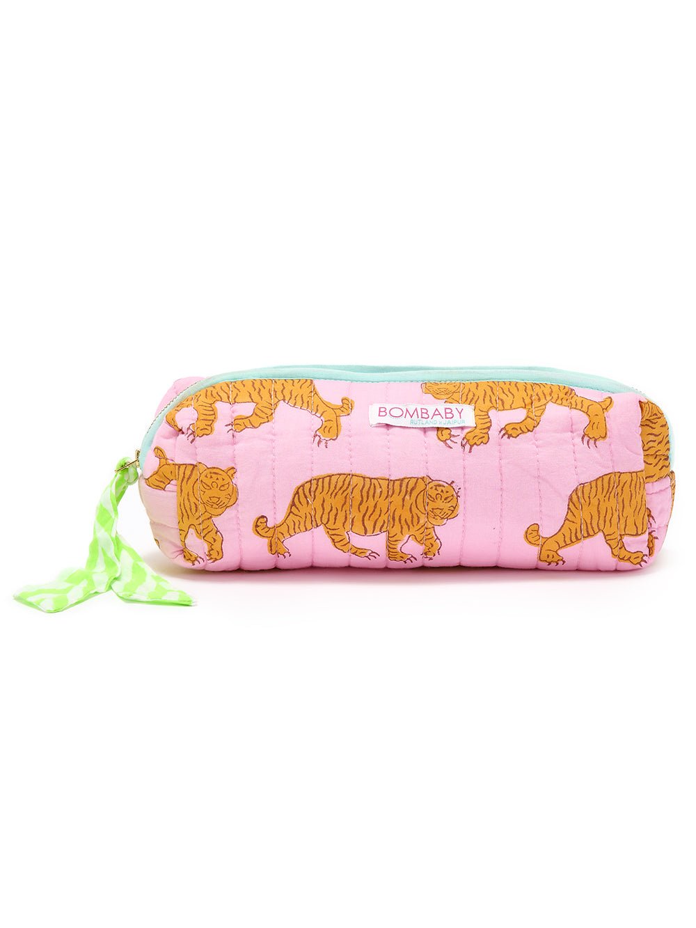 Handmade Quilted Pencil Case | Powder Pink Tiger - Bombaby