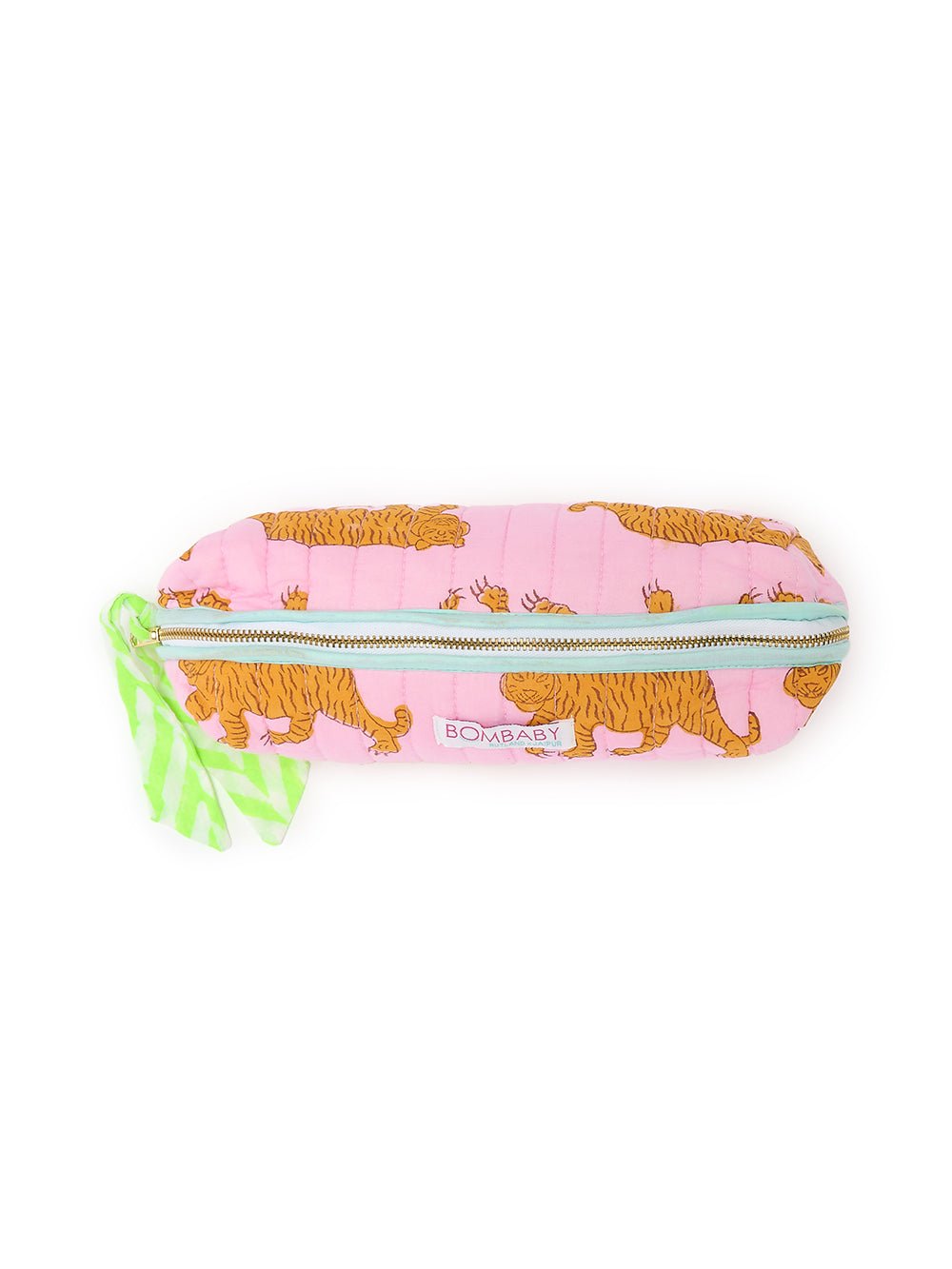 Handmade Quilted Pencil Case | Powder Pink Tiger - Bombaby